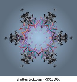 Vector illustration. Symbol of winter. Isolated watercolor snowflakes on colorful background. Snowflake winter.