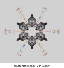 Vector illustration. Symbol of winter. Isolated watercolor snowflakes on colorful background. Snowflake winter.
