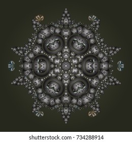 Vector illustration. Symbol of winter. Isolated watercolor snowflakes on colorful background. Snowflake winter.