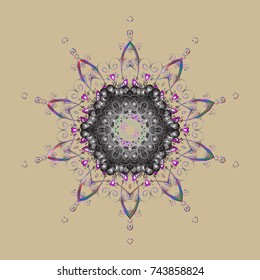 Vector illustration. Symbol of winter. Isolated watercolor snowflakes on colorful background. Snowflake winter.