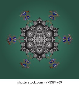 Vector illustration. Symbol of winter. Isolated watercolor snowflakes on colorful background. Snowflake winter.