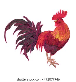 vector illustration symbol of the year 2017 on the Chinese calendar - fire cock. stylish, trendy, red rooster. Happy New Year. 