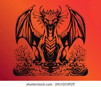 Vektorgrafik des Symbols des Jahres 2024, der Drache mit Farbverlauf-Hintergrund
