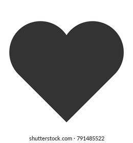 Vector illustration: symbolic black heart icon  isolated on white background for Valentine's Day decoration.
