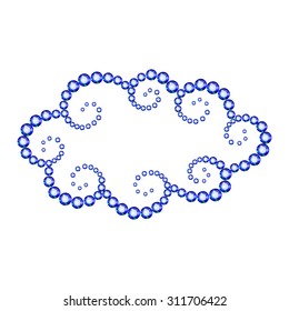 Vector illustration: symbolic icon Cloud made of blue crystals isolated on white background