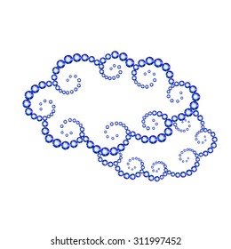 Vector illustration: symbolic icon Clouds made of blue crystals isolated on white background