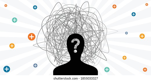 vector illustration of symbolic psychological personality disorder or decision making problems 