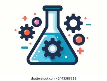 Ilustración vectorial que simboliza la ciencia aplicada utilizando métodos y conocimientos científicos para lograr objetivos prácticos