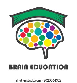 vector illustration symbolizing an education which is symbolized by a brain and a circle full of colors that symbolizes an idea or a lot of creativity so it needs to be educated through education