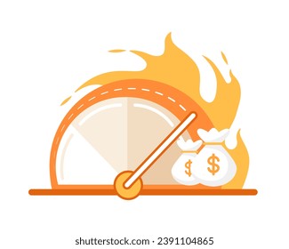 Una ilustración vectorial que simboliza que el dinero depende de la velocidad de la toma de decisiones en los negocios.