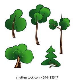 Vector illustration, symbols and icons of trees.