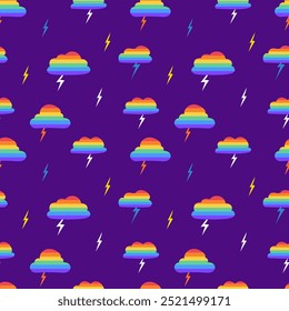 Vector illustration symbols and signs of a cloud with lightning, LGBTQ community