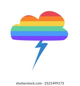 Vector illustration symbols and signs of a cloud with lightning, LGBTQ community