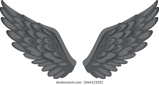 Vector illustration of symmetrical grey wings