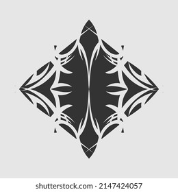 vector illustration of a symmetrical pattern of a unique spooky lion tattoo, body decoration or other