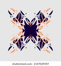 Vector illustration of symmetrical pattern X art terracotta ceramic motif or wall