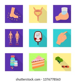 Vector illustration of symptom and disease icon. Collection of symptom and treatment  vector icon for stock.