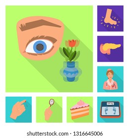 Vector illustration of symptom and disease sign. Set of symptom and treatment  stock symbol for web.