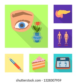 Vector illustration of symptom and disease symbol. Collection of symptom and treatment  stock symbol for web.