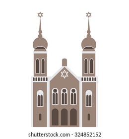 vector illustration of synagogue building. jewish temple.