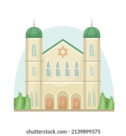 Vector illustration of a synagogue. Religious architectural building.