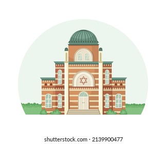 Vektorgrafik einer Synagoge. Religiöses Architekturgebäude.