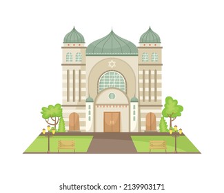 Vector illustration of a synagogue. Religious architectural building.