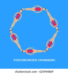 Vector illustration. Synchronized swimming. Sports element. Flat style.