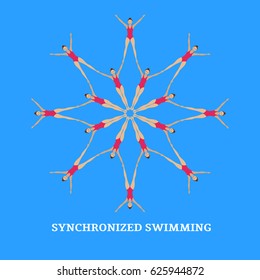 Vector illustration. Synchronized swimming. Sports element. Flat style.