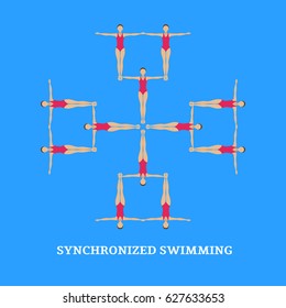 Vector illustration. Synchronized swimming. Sports element. Flat style.