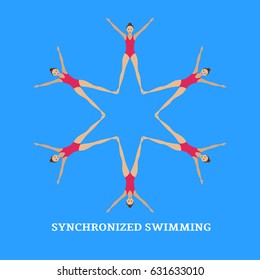 Vector illustration. Synchronized swimming. Sports element. Flat style.