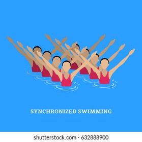 Vector illustration. Synchronized swimming. Sports element. Flat style.