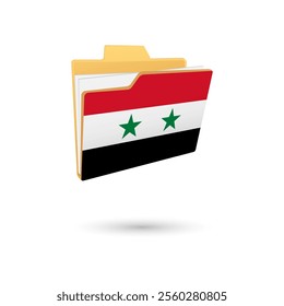 Vector illustration of Syria flag isolated in file folder on white background.