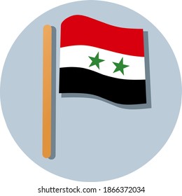 vector illustration of Syrian flag with stick, flat minimalist design