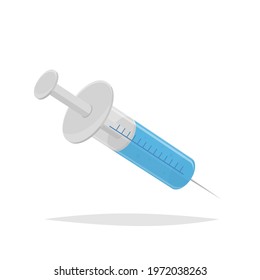 vector illustration of a syringe with blue liquid
