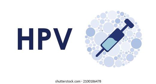 Vector Illustration Of Syringe With Human Papilloma Virus Vaccine Formula HPV Shot Injection