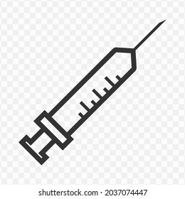 Vector illustration of syringe icon in dark color and transparent background(png).