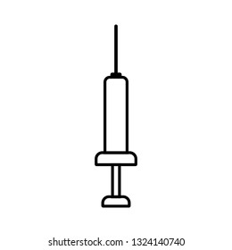 Vector illustration, syringe icon. Line simple style, black outline. Applicable as a layout for your logo, medical or health concept.