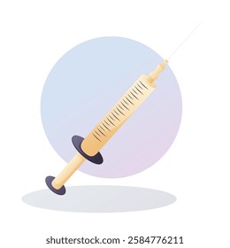 Vector illustration of a syringe with a needle, used for medical injections, vaccinations, and treatments in healthcare settings.  
