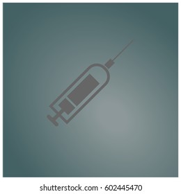 Vector Illustration of Syringe vector symbol in grey color

