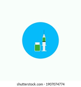 Vector illustration of syringe and vaccine for icons and symbols
