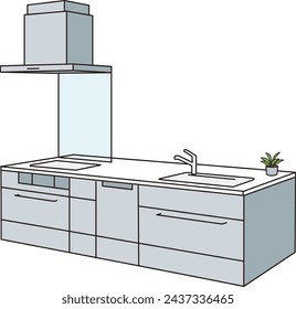 Vector illustration of system kitchen island.