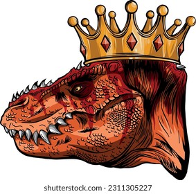 Vektorgrafik von T Rex Head mit Krone