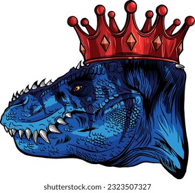 Vektorgrafik von T Rex Head mit Krone