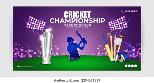 Vector illustration of T-20 Cricket Tournament 2023 social media story feed mockup template