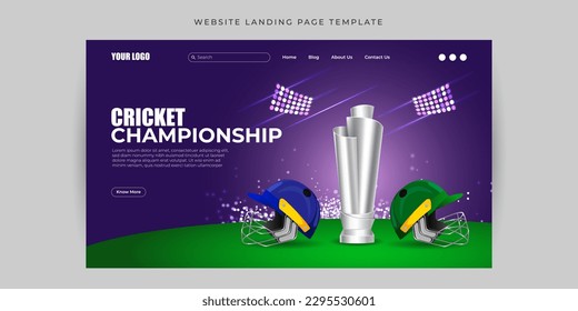 Vektorgrafik des T20 Cricket Tournament 2023 Website-Landing-Page-Banners Muster-Vorlage