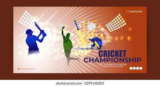 Vector illustration of T-20 Cricket Tournament 2023 social media story feed mockup template