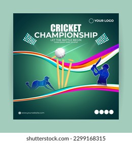 Vector illustration of T-20 Cricket Tournament 2023 social media story feed mockup template