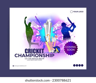 Ilustración vectorial del Torneo de Cricket T-20 2023 en medios sociales plantilla de simulación