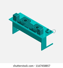 vector illustration of a table with dj equipment